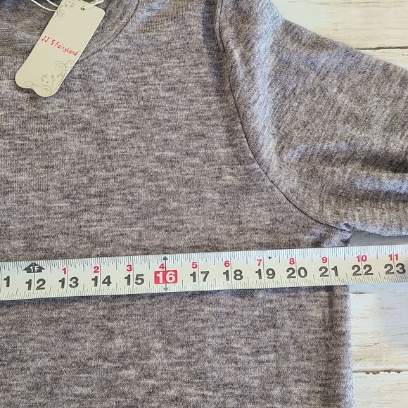 JJ's Fairyland Lace Ruffle Long Sleeve Top Gray NEW Lg Romantic Cottage Feminine - Picture 5 of 8